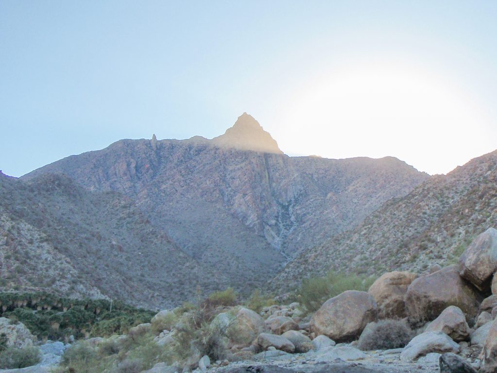 First View of Cerro de la Virgen and Palm Oasis